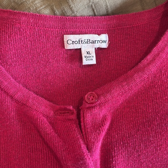 Croft & Barrow Fuchsia Cardigan Sweater - Picture 2 of 2